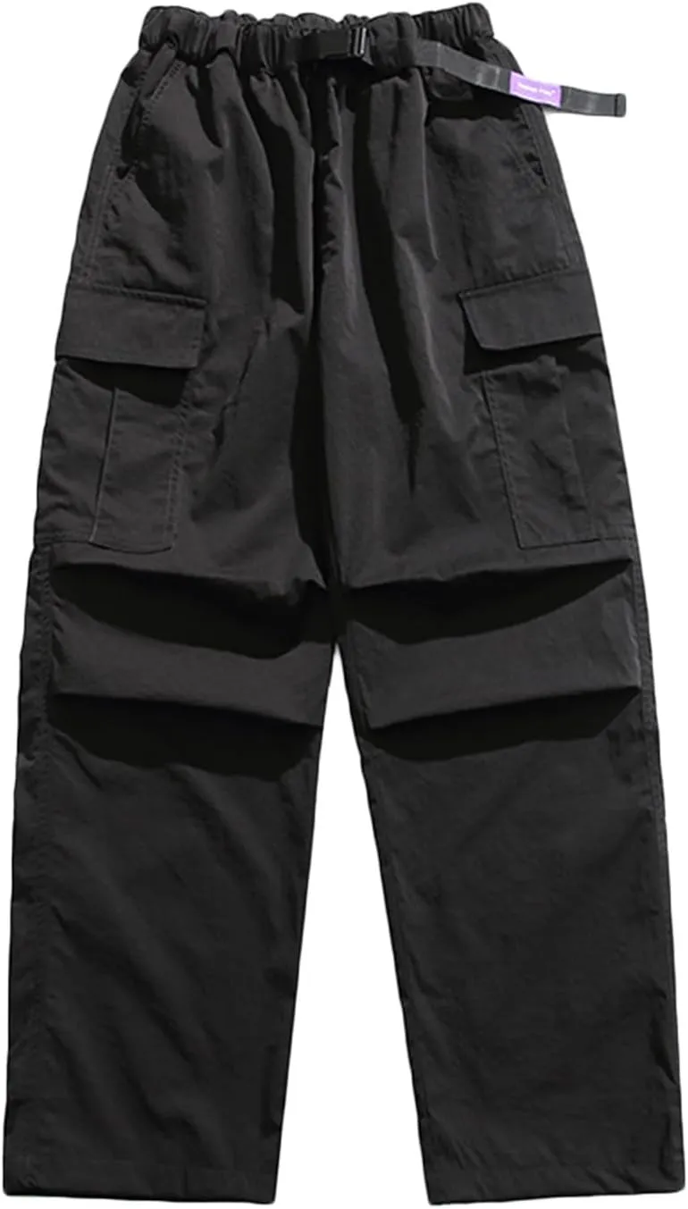 2024 Lightweight Cargo Pants for Men Ripstop Elastic Waist Belt Tactical Work Pants Outdoor Waterproof Hiking Pants