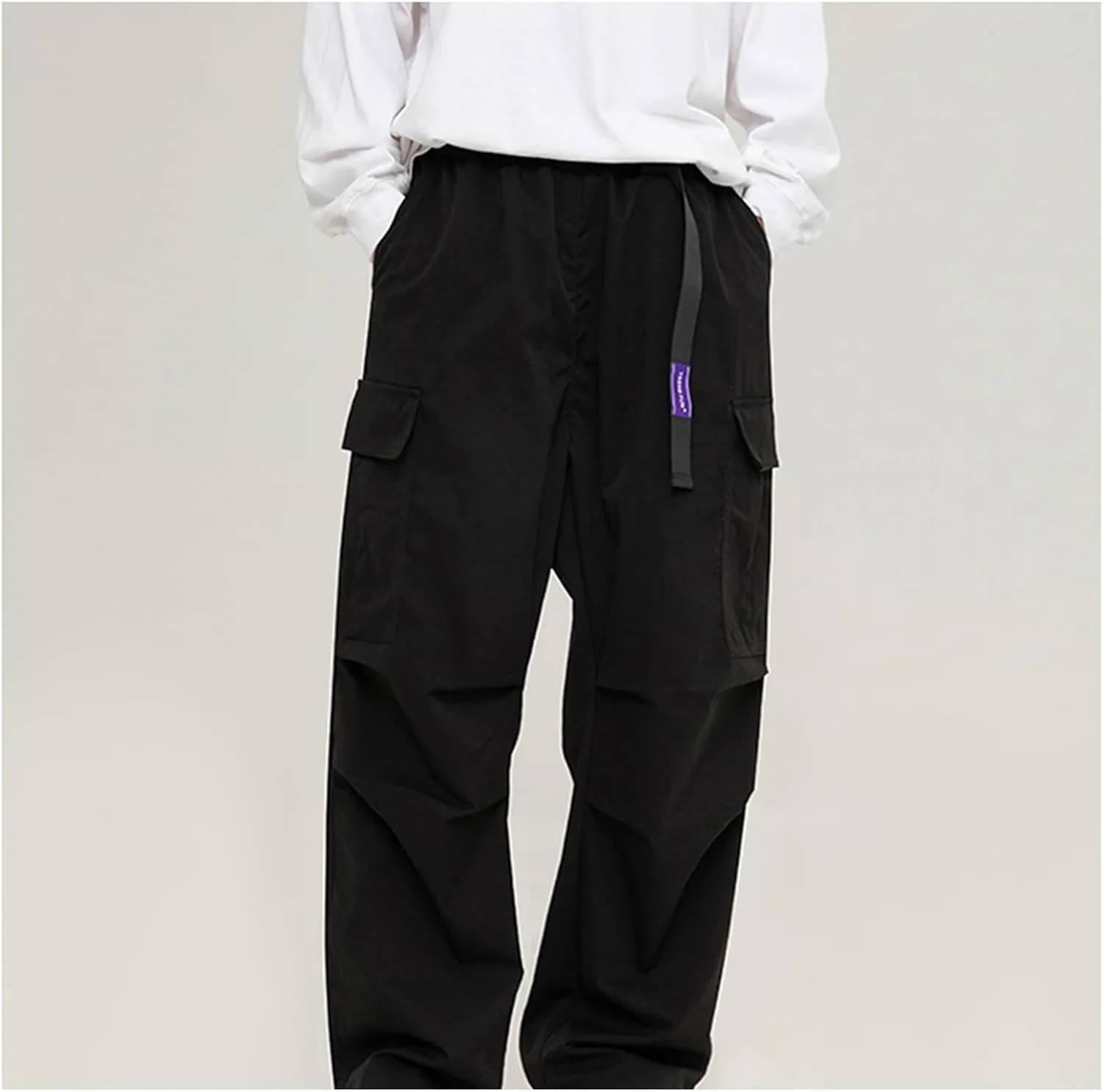 2024 Lightweight Cargo Pants for Men Ripstop Elastic Waist Belt Tactical Work Pants Outdoor Waterproof Hiking Pants
