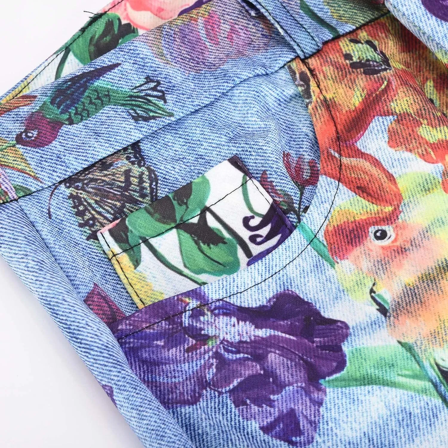 Akklian Flare Floral Print Jeans for Women Stretch Fashion Y2k Streetwear Wide Leg Bootcut Denim Pants Y2k Bell Bottom Jeans