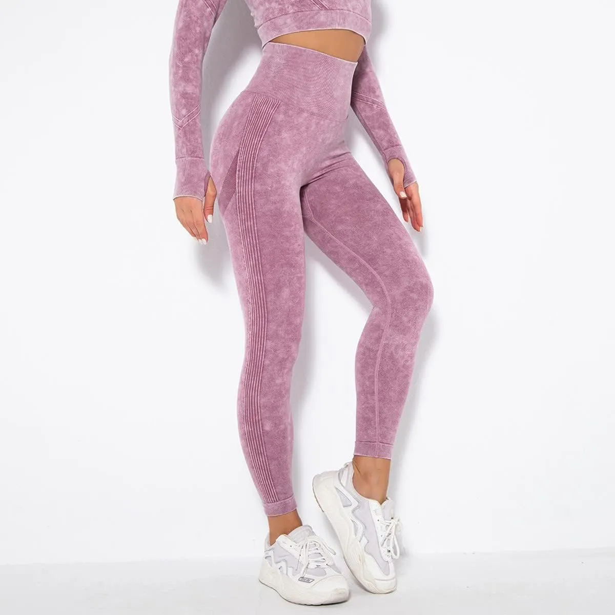 Akklian Gym Yoga Pants Compression Leggings for Women High Waist Butt Lifting Leggings Comfy Stretchy Striped Sports Leggings