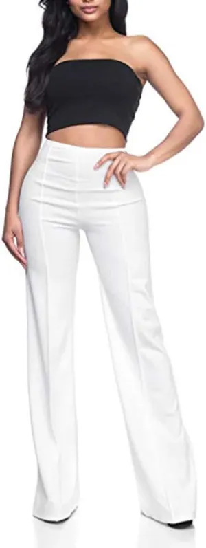 Akklian Women High Waisted Casual Pants Business Long Trousers Straight Wide Leg Pant Tummy Control Leggings Work Office Pant