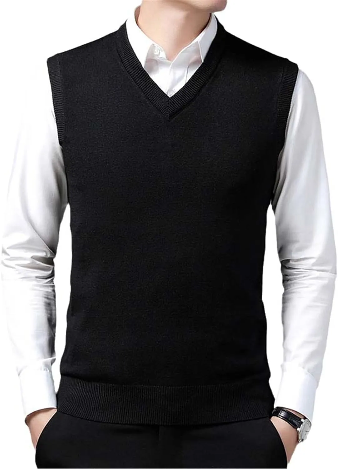 Autumn And Winter Men's Cashmere Sweater Vest V-Neck Sweater Loose Men's Knitted Vest