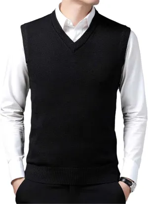 Autumn And Winter Men's Cashmere Sweater Vest V-Neck Sweater Loose Men's Knitted Vest