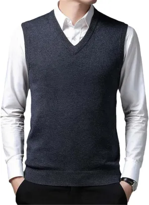 Autumn And Winter Men's Cashmere Sweater Vest V-Neck Sweater Loose Men's Knitted Vest