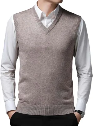 Autumn And Winter Men's Cashmere Sweater Vest V-Neck Sweater Loose Men's Knitted Vest