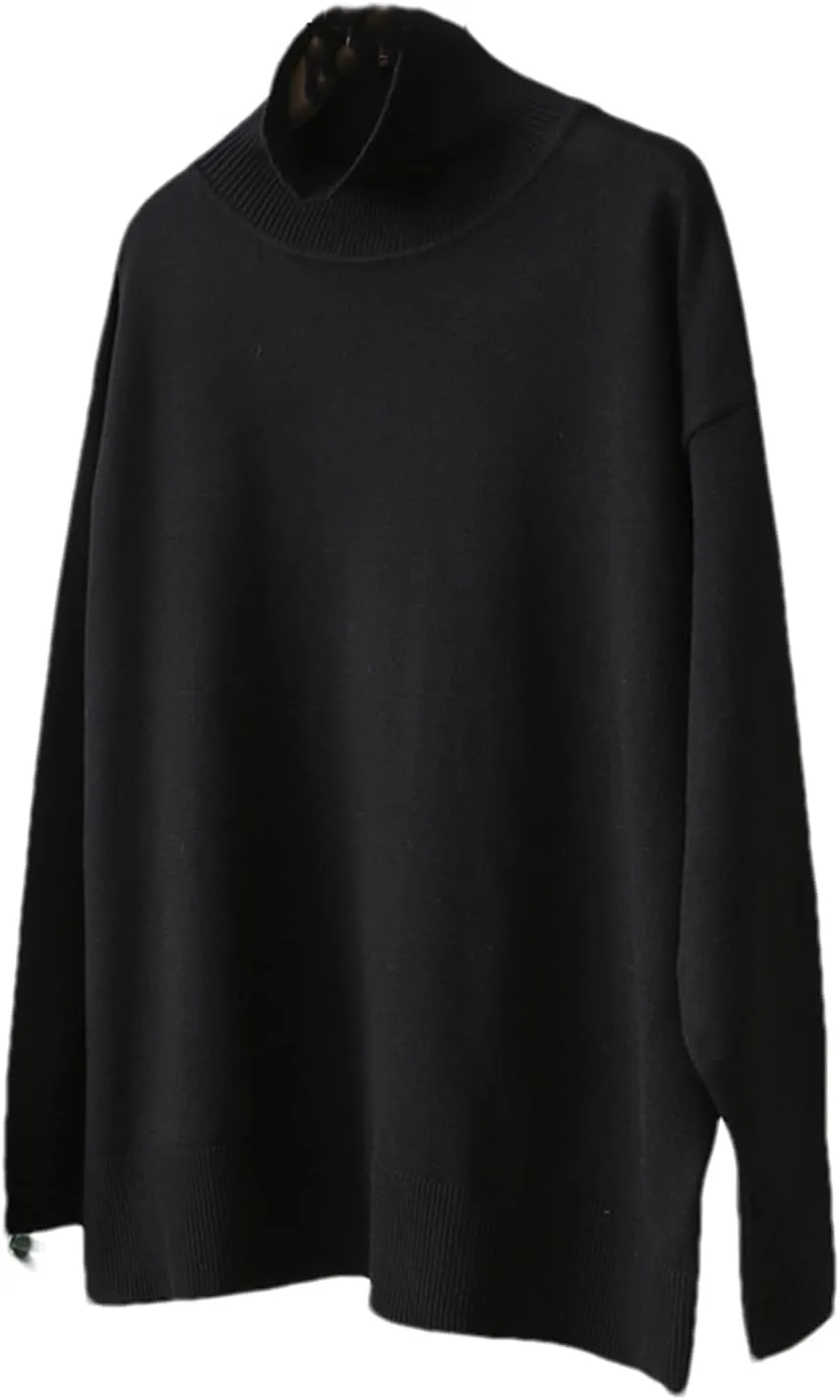 Autumn and Winter Women's Sweater Pullover Basic Turtleneck Oversized Sweater Retro Knitted Sweater