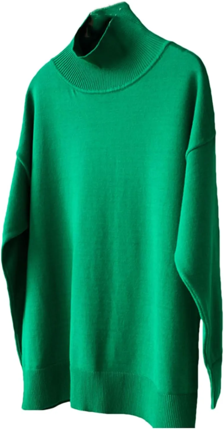 Autumn and Winter Women's Sweater Pullover Basic Turtleneck Oversized Sweater Retro Knitted Sweater