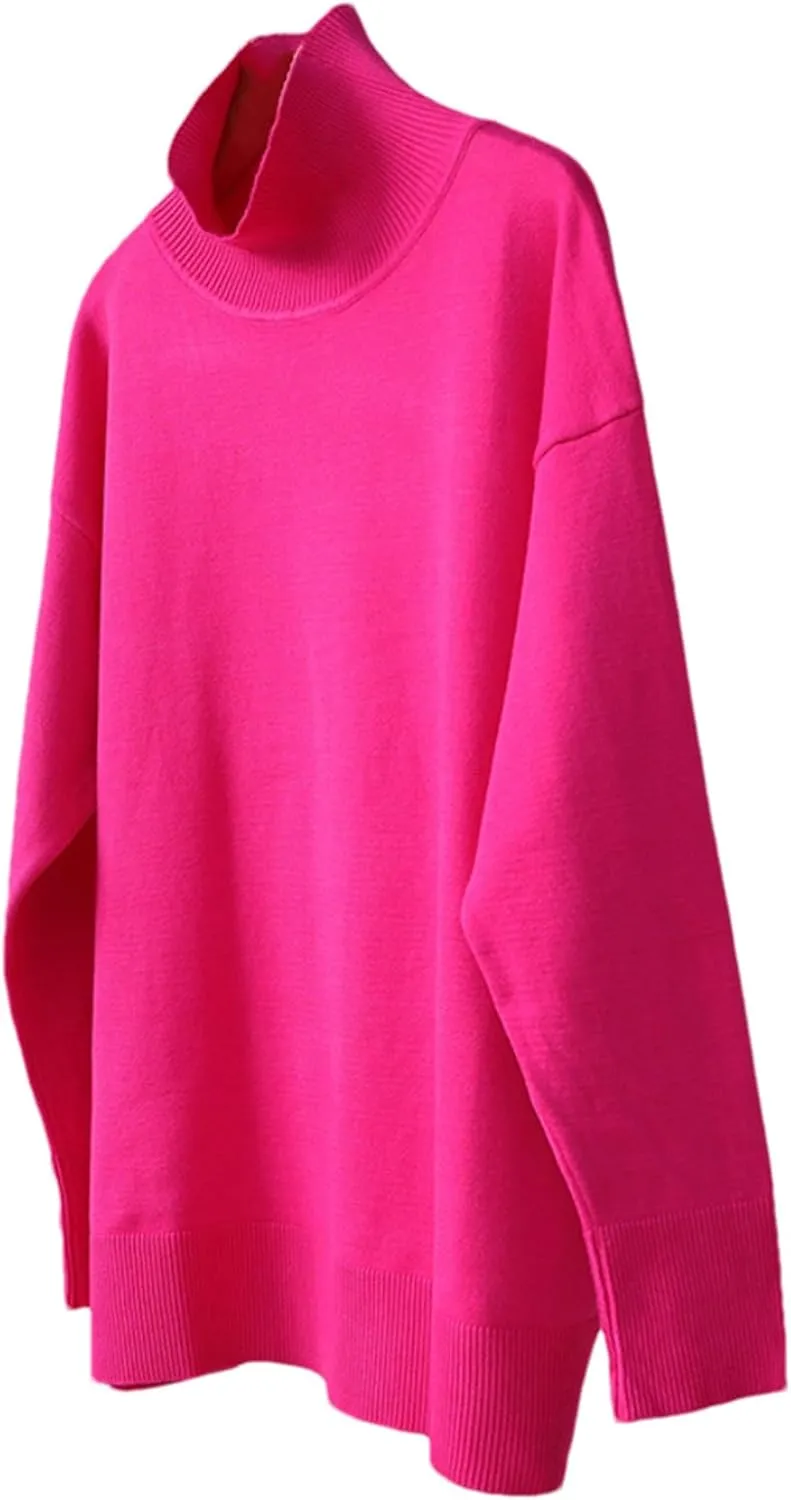 Autumn and Winter Women's Sweater Pullover Basic Turtleneck Oversized Sweater Retro Knitted Sweater