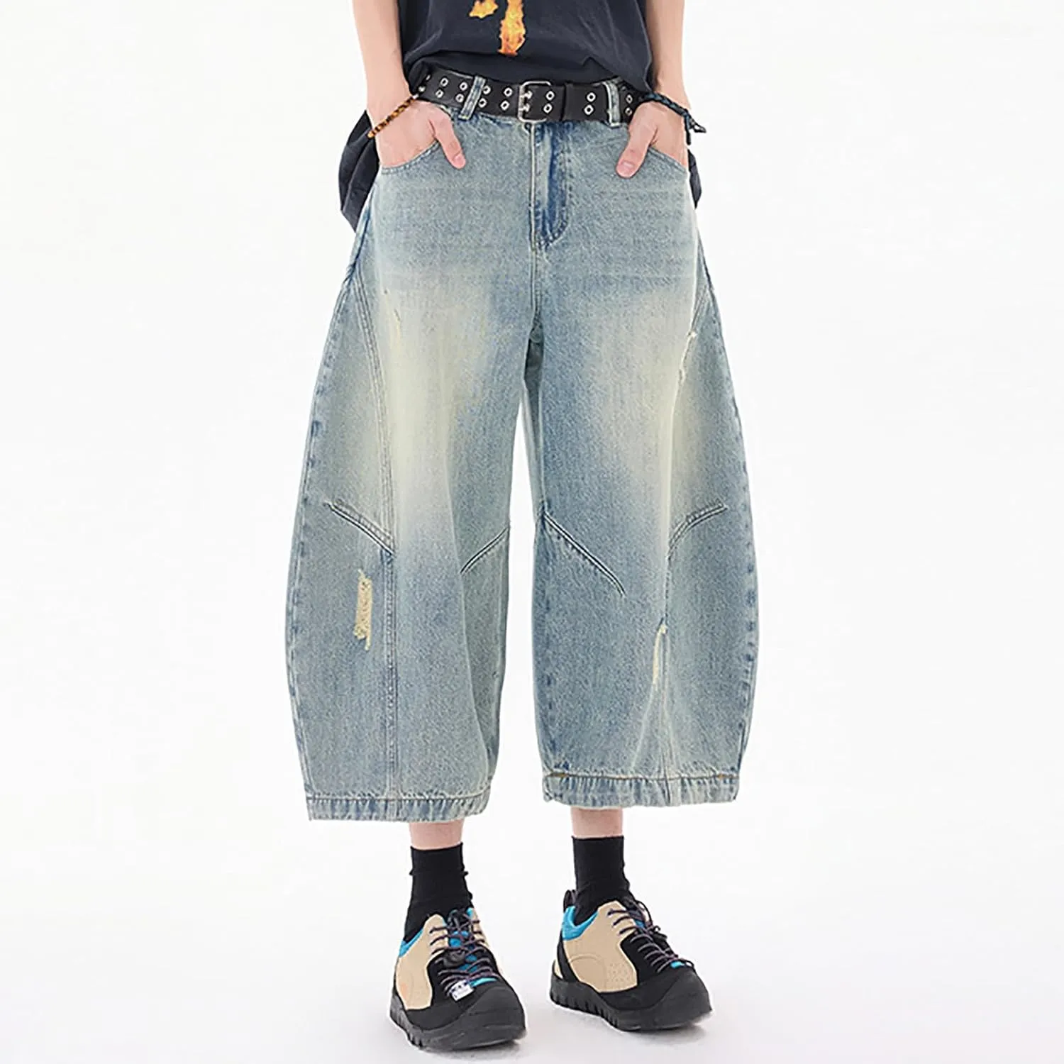 Baggy Jean Shorts for Men Jorts Casual Loose Fit Long Denim Shorts Wide Leg Y2K Hip Hop Trendy Outfits