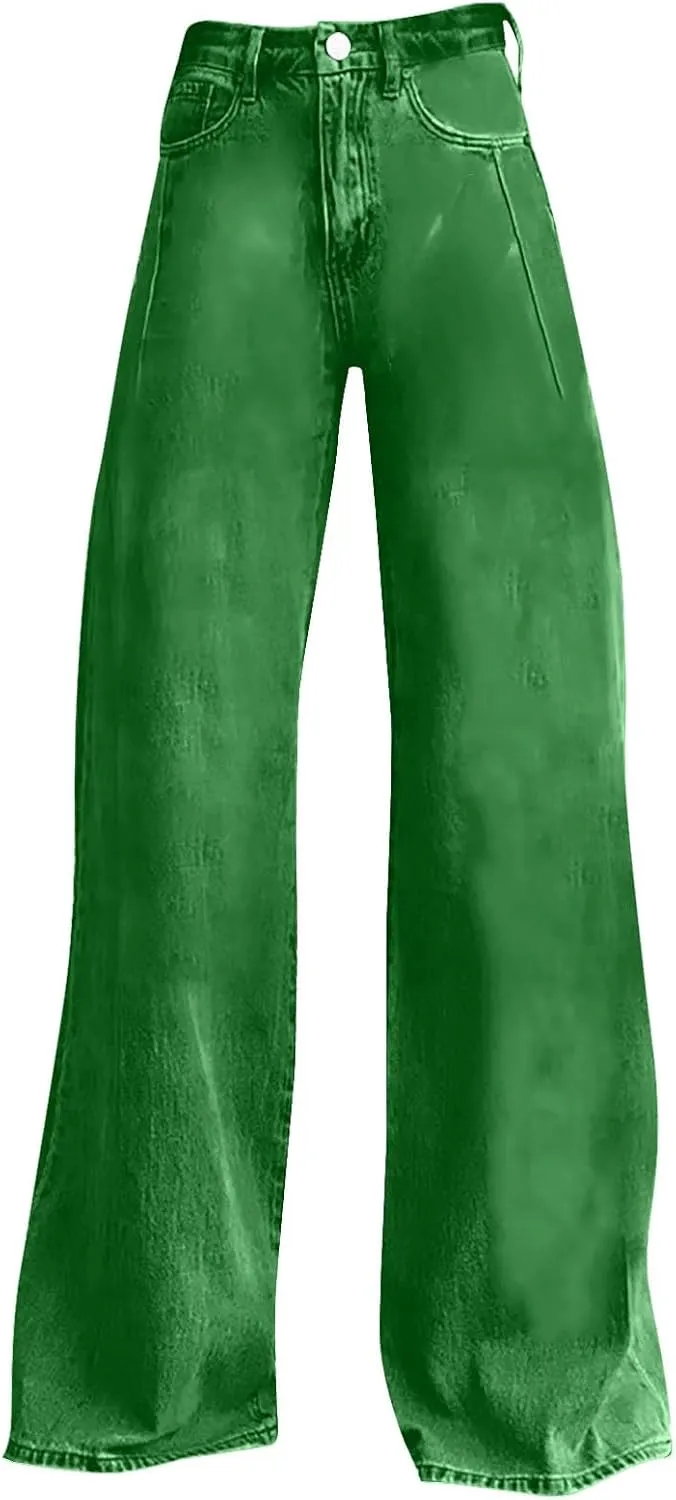 Baggy Pants for Women 2025 Summer Fashion Wide Leg Bell Bottoms 90s Vintage Print Y2K Streetwear Going Out Trousers