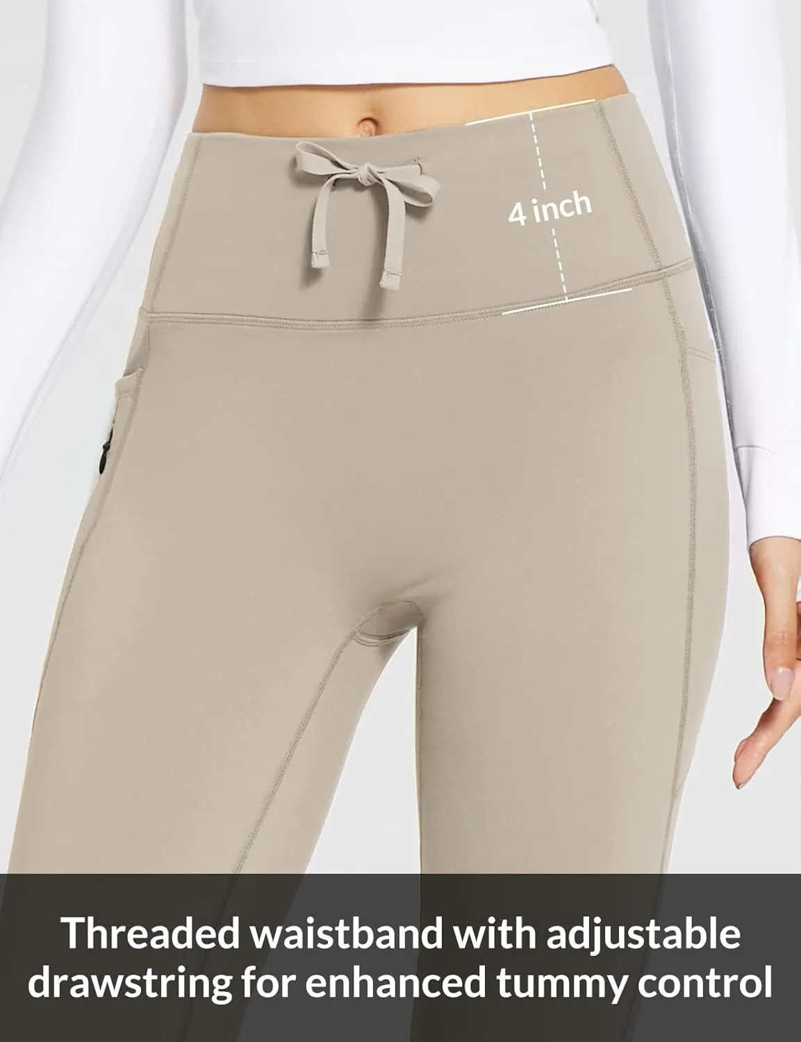 baleaf Women's Fleece Lined Pants Winter Thermal Warm Bootcut Flare Leggings Hiking Yoga Pants with Zip Pockets Cold Weather