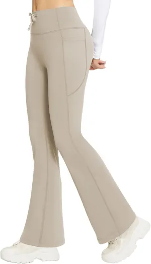 baleaf Women's Fleece Lined Pants Winter Thermal Warm Bootcut Flare Leggings Hiking Yoga Pants with Zip Pockets Cold Weather