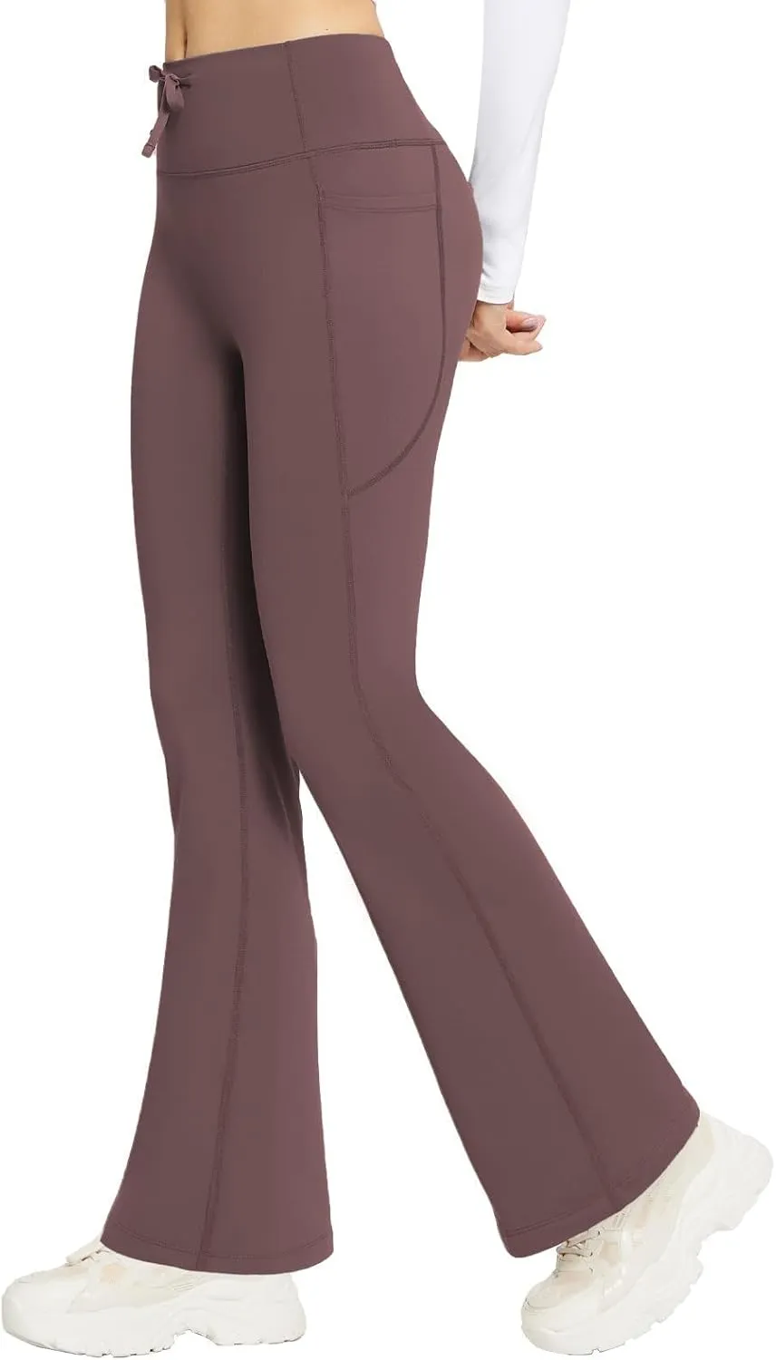baleaf Women's Fleece Lined Pants Winter Thermal Warm Bootcut Flare Leggings Hiking Yoga Pants with Zip Pockets Cold Weather