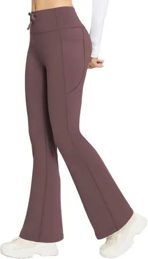 baleaf Women's Fleece Lined Pants Winter Thermal Warm Bootcut Flare Leggings Hiking Yoga Pants with Zip Pockets Cold Weather