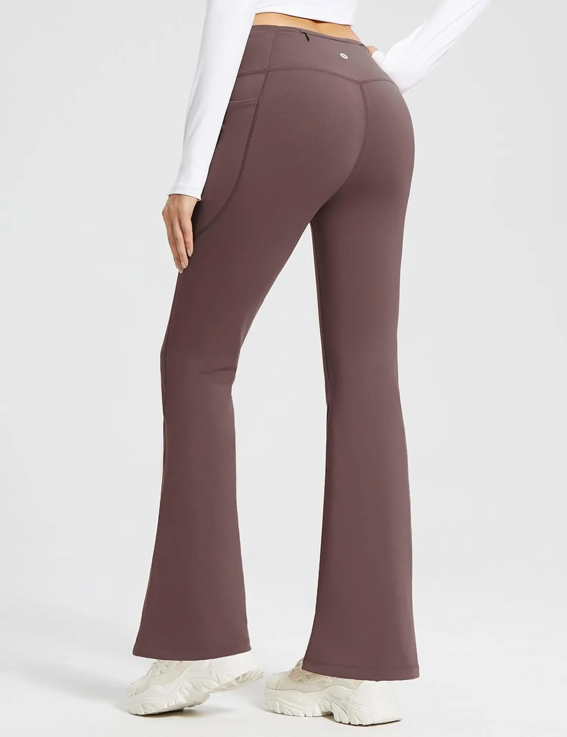 baleaf Women's Fleece Lined Pants Winter Thermal Warm Bootcut Flare Leggings Hiking Yoga Pants with Zip Pockets Cold Weather