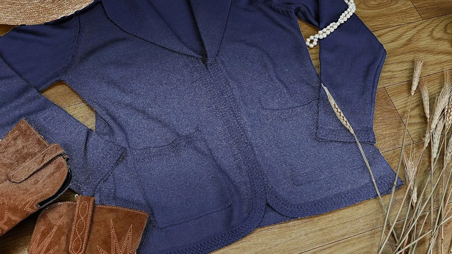 Belle Poque Women Sweater Blazer Vintage Cardigan Sweater V Neck Shawl Lapel Collar Cardigan with Pockets
