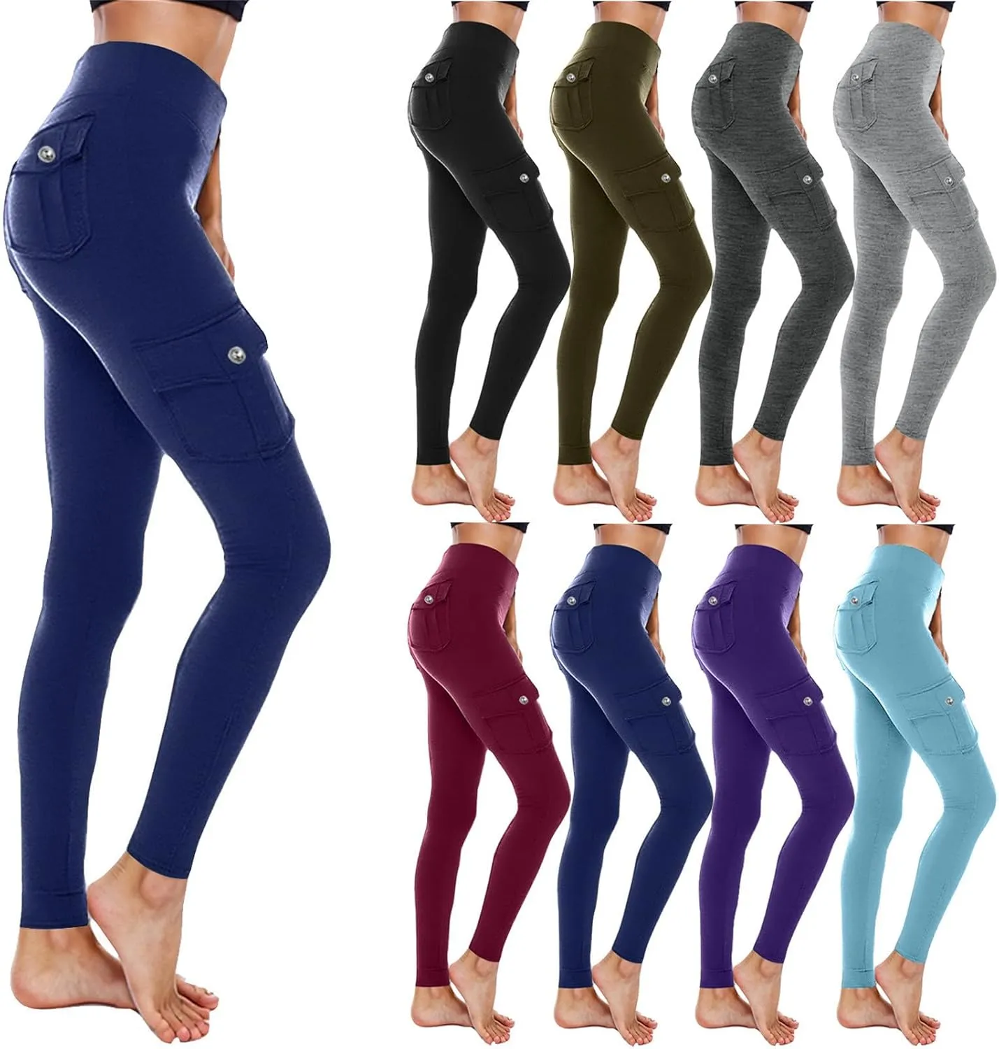 Butt Lifting Leggings with Pockets Workout Cargo Leggings High Waist Yoga Pants Workout Running Tights Leggings