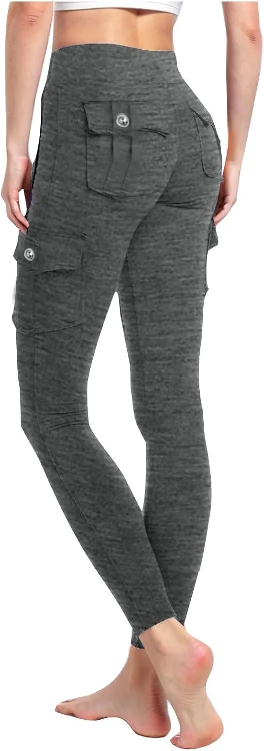 Butt Lifting Leggings with Pockets Workout Cargo Leggings High Waist Yoga Pants Workout Running Tights Leggings