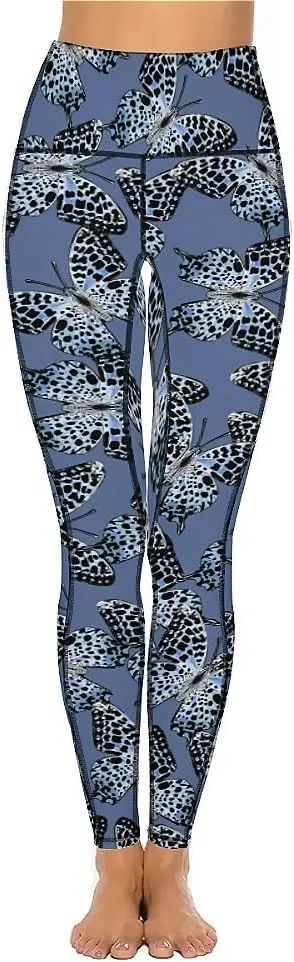 Butterfly Print Extra Long Yoga Pants Tummy Control Yoga Pants Christmas Leggings Shapewear Athletic for Women Winter