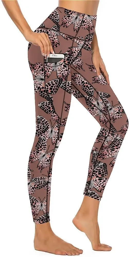 Butterfly Print Extra Long Yoga Pants Tummy Control Yoga Pants Christmas Leggings Shapewear Athletic for Women Winter