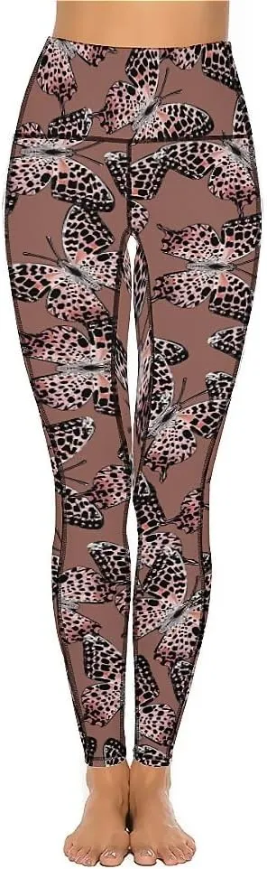 Butterfly Print Extra Long Yoga Pants Tummy Control Yoga Pants Christmas Leggings Shapewear Athletic for Women Winter