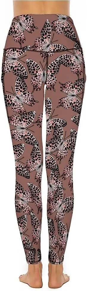 Butterfly Print Extra Long Yoga Pants Tummy Control Yoga Pants Christmas Leggings Shapewear Athletic for Women Winter