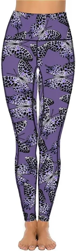 Butterfly Print Extra Long Yoga Pants Tummy Control Yoga Pants Christmas Leggings Shapewear Athletic for Women Winter