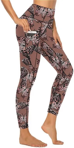 Butterfly Print Extra Long Yoga Pants Tummy Control Yoga Pants Christmas Leggings Shapewear Athletic for Women Winter