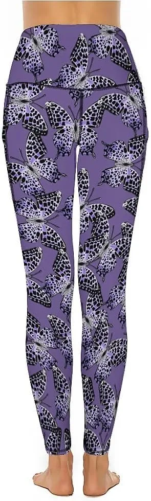 Butterfly Print Extra Long Yoga Pants Tummy Control Yoga Pants Christmas Leggings Shapewear Athletic for Women Winter