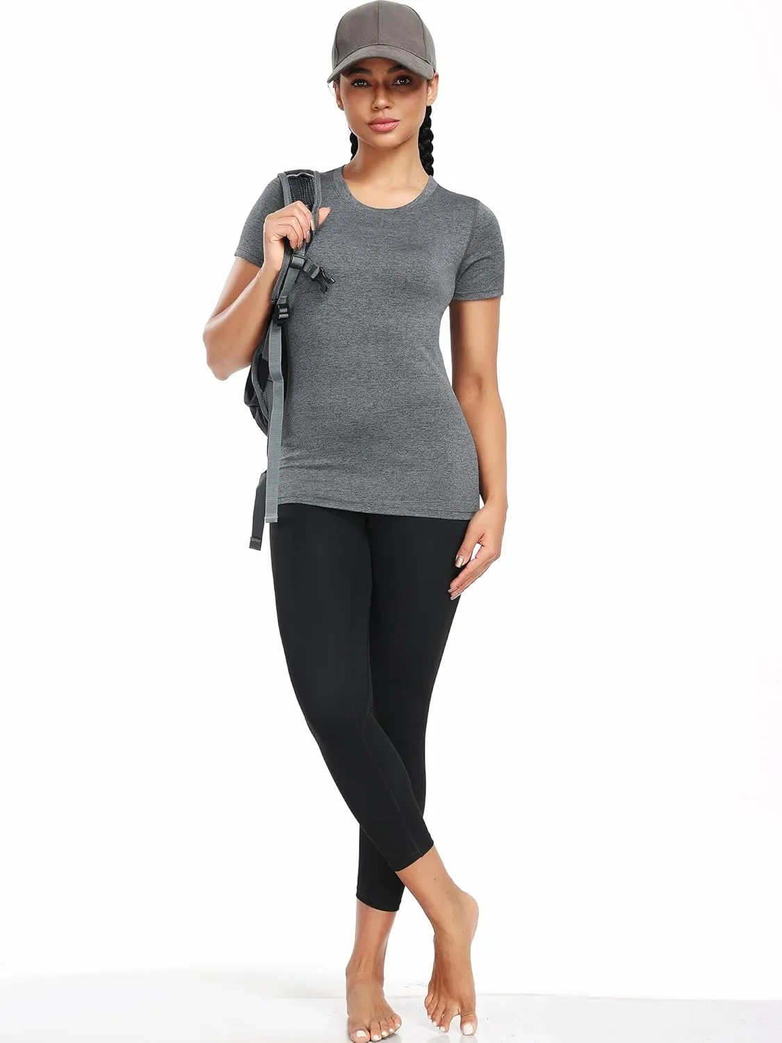 CADMUS 3/4/5 Pack Women's Compression Shirt Running Athletic T-Shirts Workout Tops Baselayer Short Sleeve Yoga Gym Sports