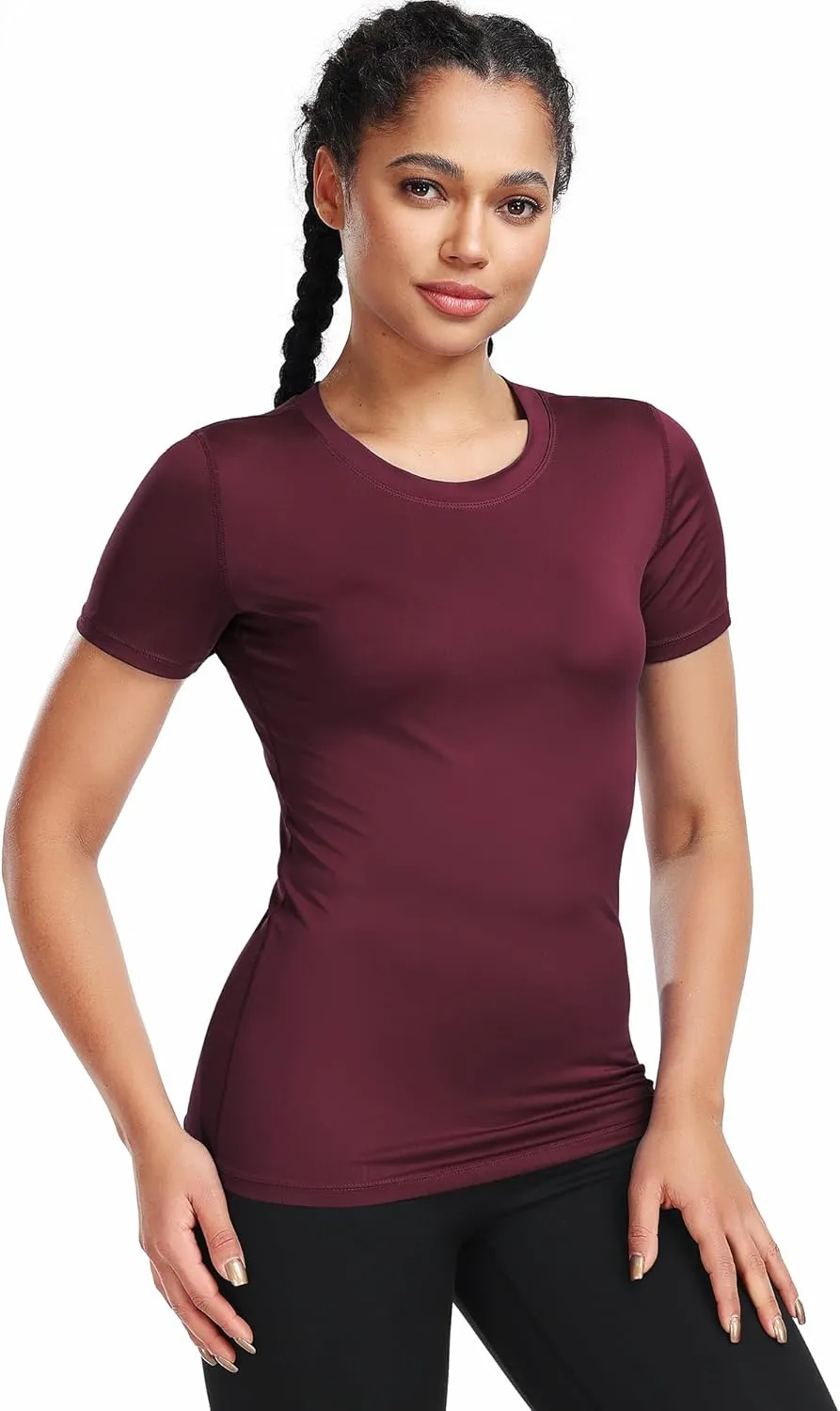 CADMUS 3/4/5 Pack Women's Compression Shirt Running Athletic T-Shirts Workout Tops Baselayer Short Sleeve Yoga Gym Sports