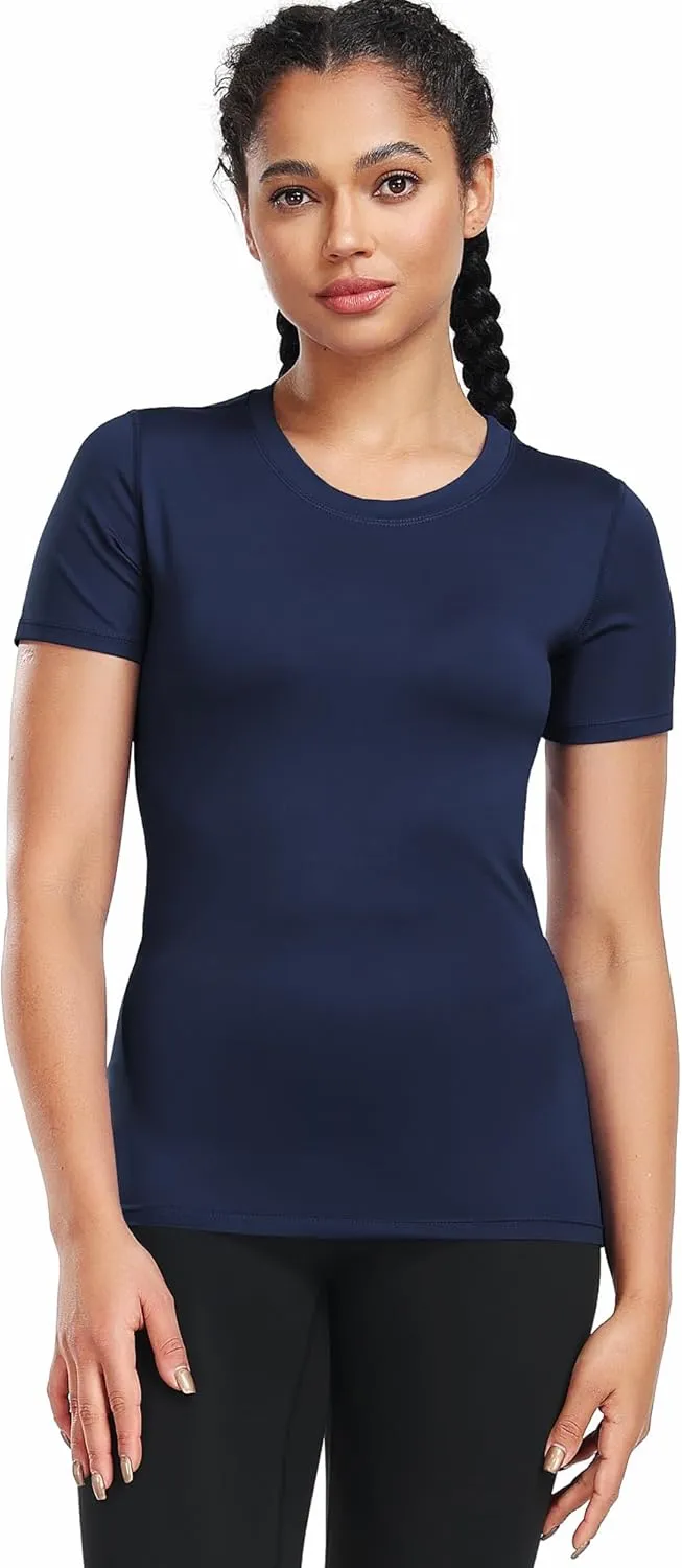 CADMUS 3/4/5 Pack Women's Compression Shirt Running Athletic T-Shirts Workout Tops Baselayer Short Sleeve Yoga Gym Sports