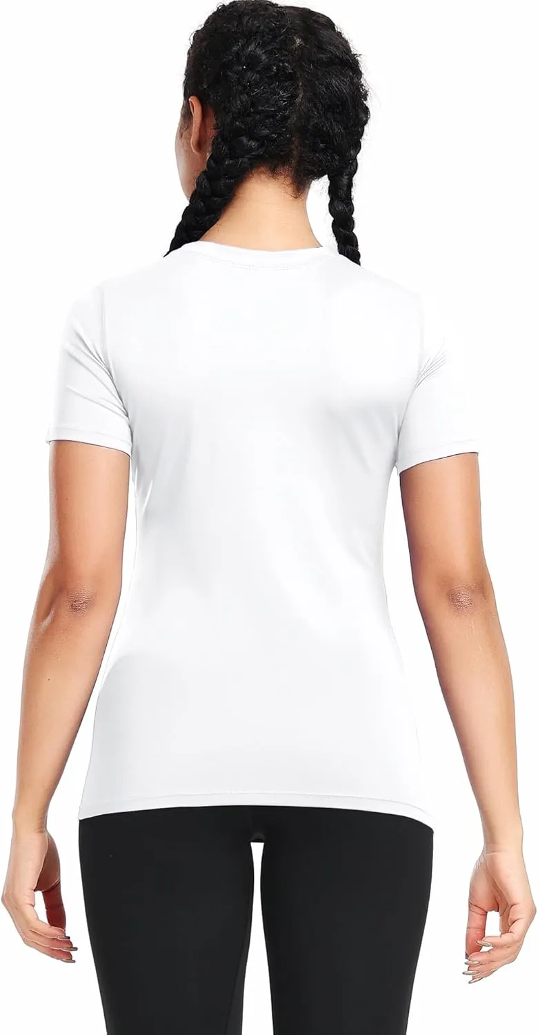 CADMUS 3/4/5 Pack Women's Compression Shirt Running Athletic T-Shirts Workout Tops Baselayer Short Sleeve Yoga Gym Sports