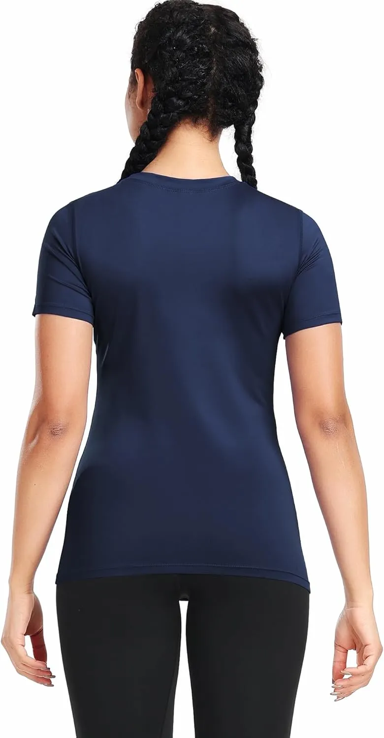 CADMUS 3/4/5 Pack Women's Compression Shirt Running Athletic T-Shirts Workout Tops Baselayer Short Sleeve Yoga Gym Sports