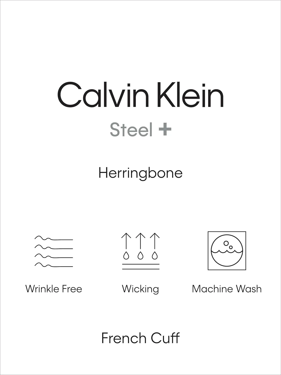 Calvin Klein Men's Dress Shirt Regular Fit Non Iron Herringbone French Cuff