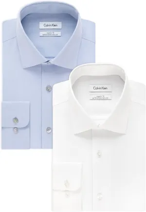Calvin Klein Men's Dress Shirt Regular Fit Non Iron Herringbone