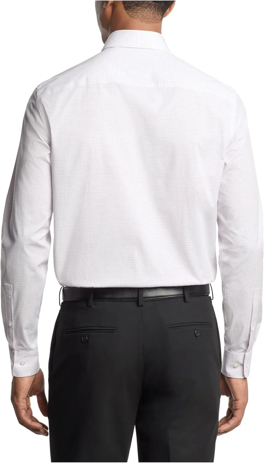 Calvin Klein Men's Dress Shirt Regular Fit Non Iron Stretch Check