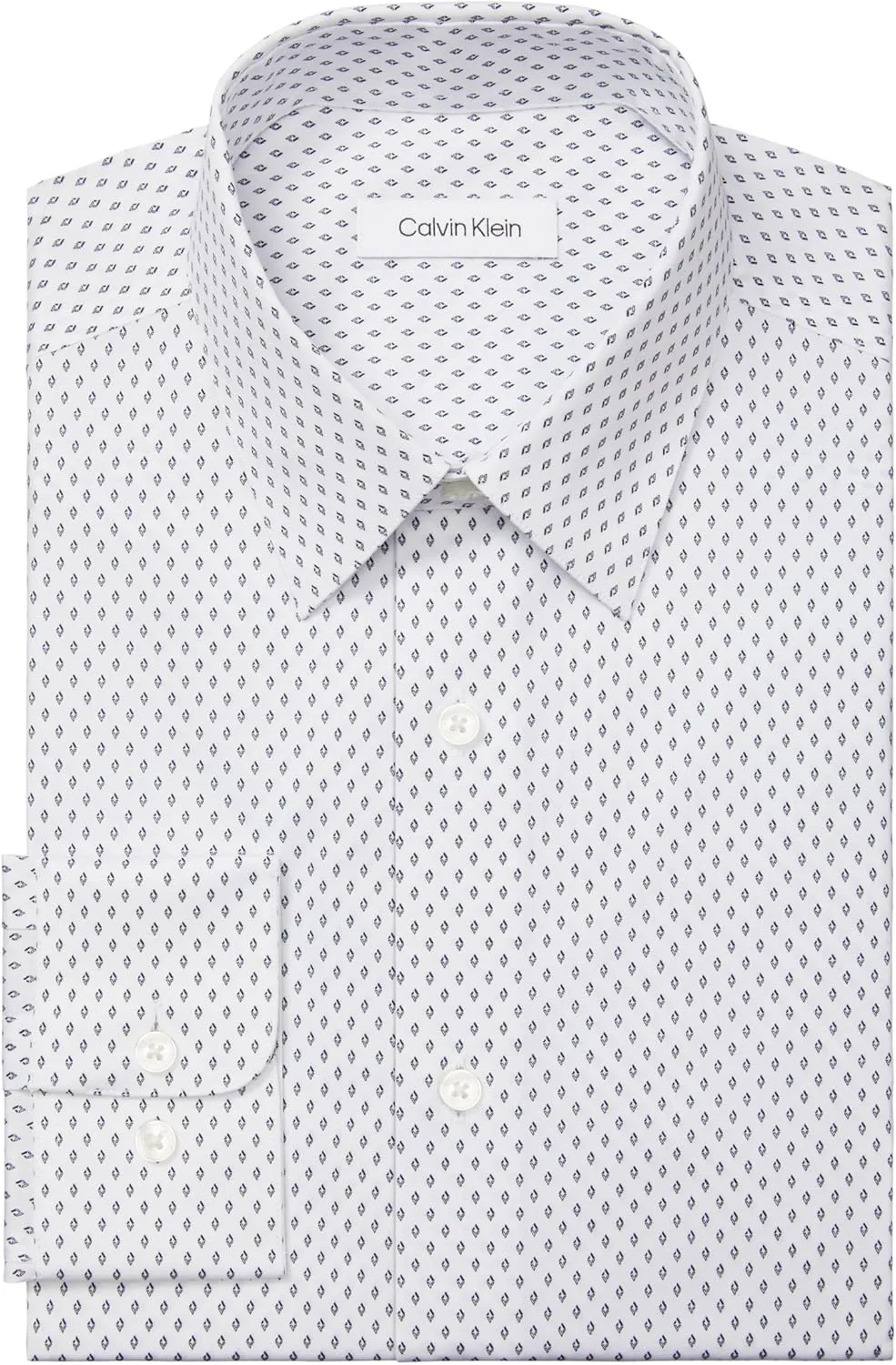 Calvin Klein Men's Dress Shirt Regular Fit Non Iron Stretch Print