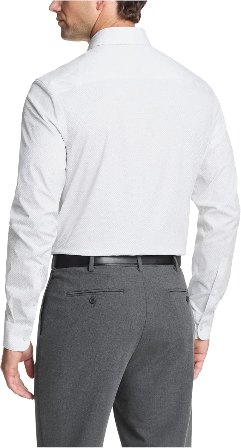 Calvin Klein Men's Dress Shirt Regular Fit Non Iron Stretch Print