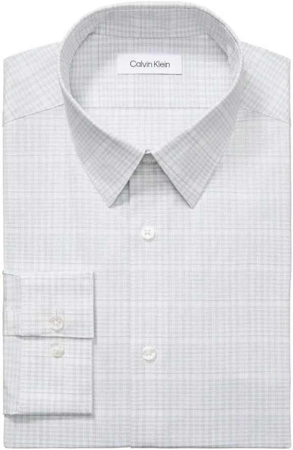 Calvin Klein Men's Non Iron Slim Fit Herringbone French Cuff Dress Shirt