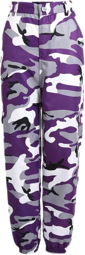 Camo Cargo Pants for Women High Waisted Casual Military Army Cargo Combat Work Pants Fashion Y2K Jogger Hiking Trousers