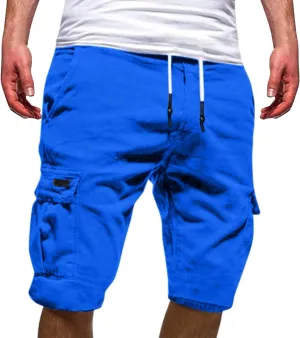 Camo Cargo Shorts for Men Casual Plaid Relaxed Loose Fit Elastic Waist with Multi Pocket Pants Mens Summer Capri