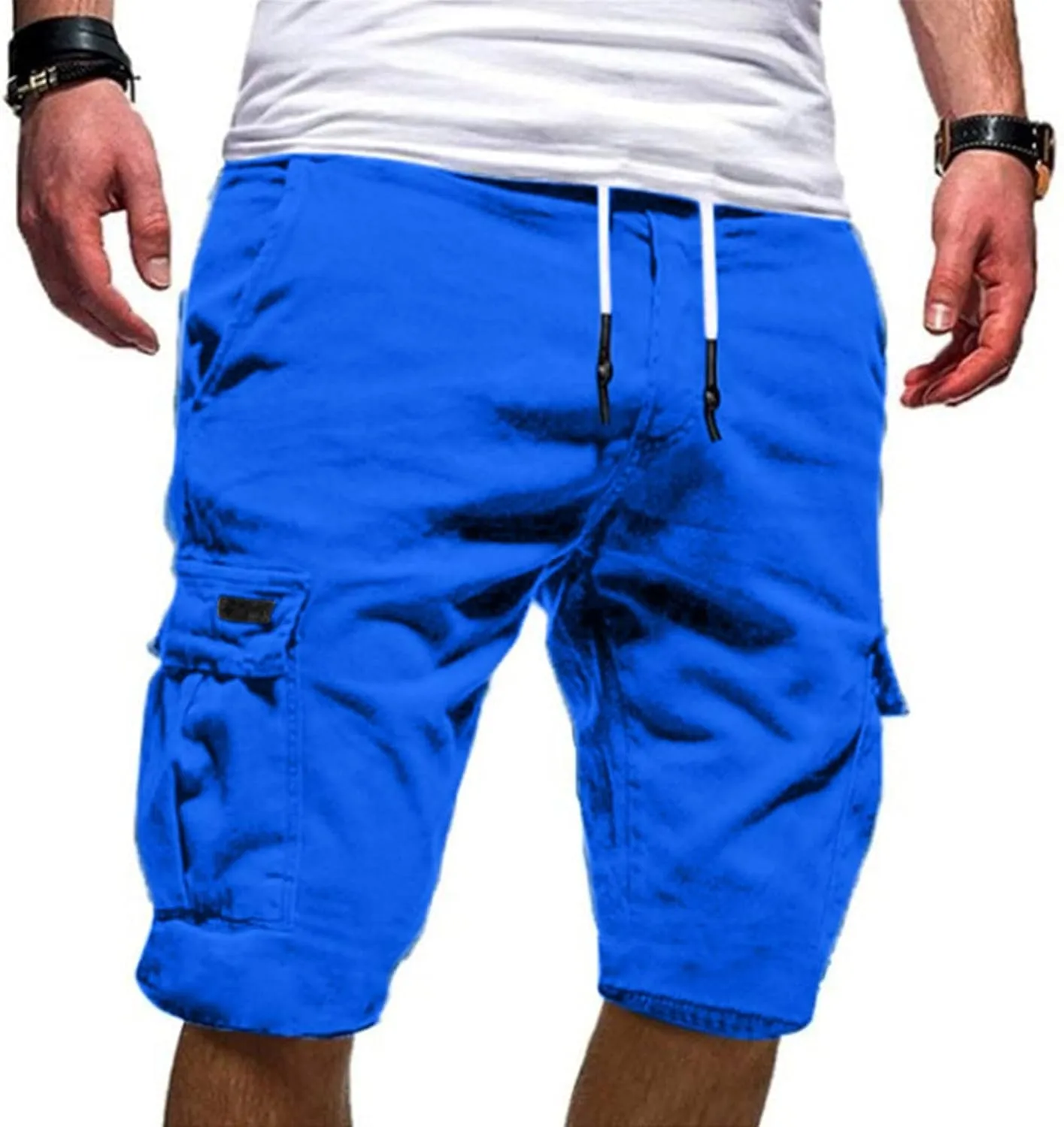 Camo Cargo Shorts for Men Casual Plaid Relaxed Loose Fit Elastic Waist with Multi Pocket Pants Mens Summer Capri