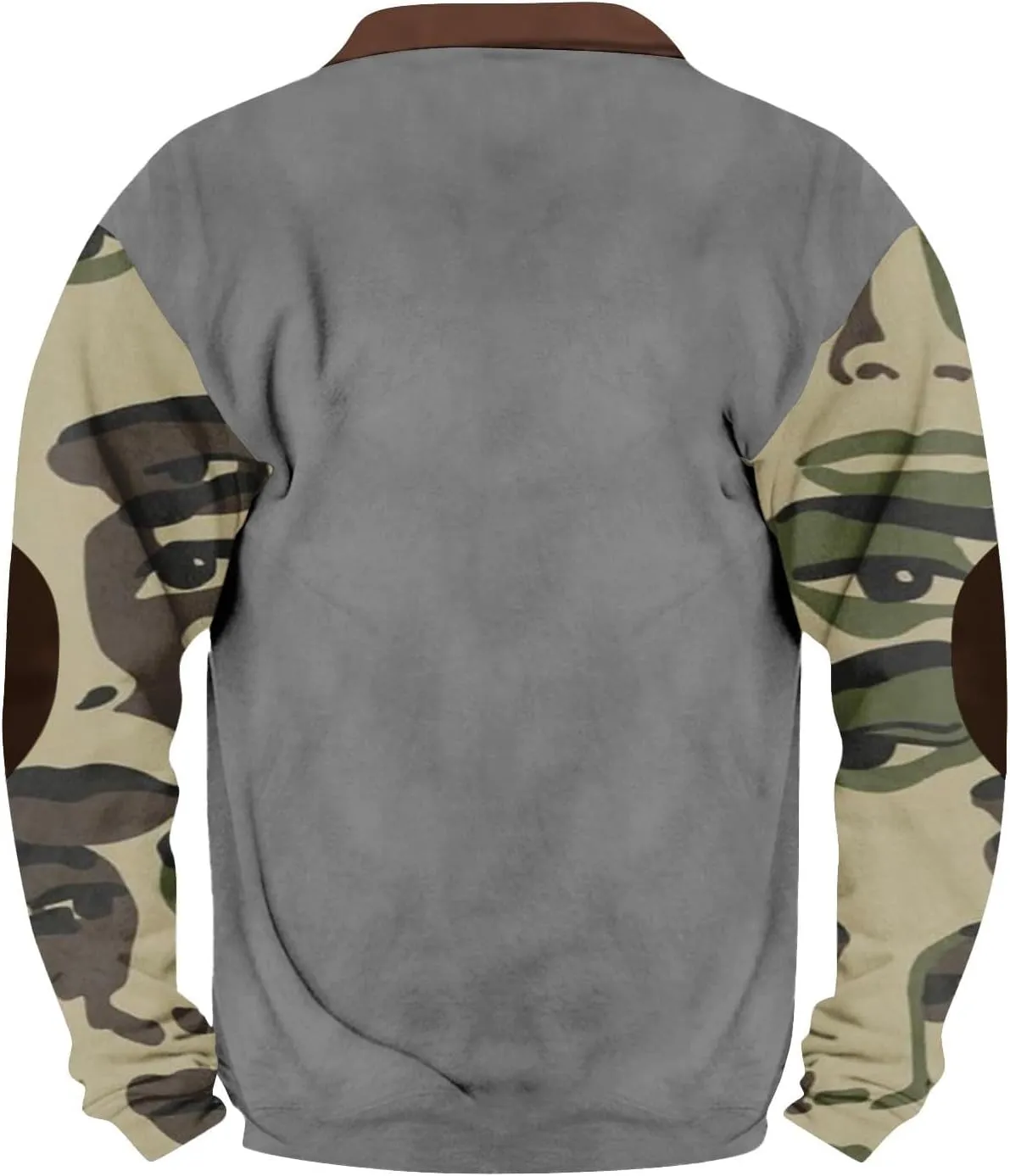 Camo Long Sleeve Shirt Men Trendy Vintage Print Pullover Sweatshirt Quarter Zip Henley Shirts Casual V Neck Tops