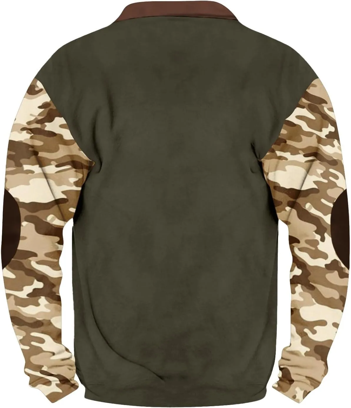 Camo Long Sleeve Shirt Men Trendy Vintage Print Pullover Sweatshirt Quarter Zip Henley Shirts Casual V Neck Tops