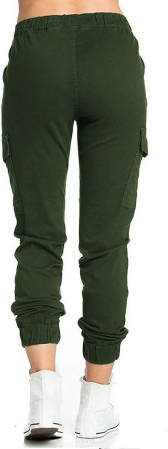 Cargo Joggers for Women Light Weight Stretchy Hiking Pants Drawstring Tapered Cinch Bottom Baggy Cargo Pants