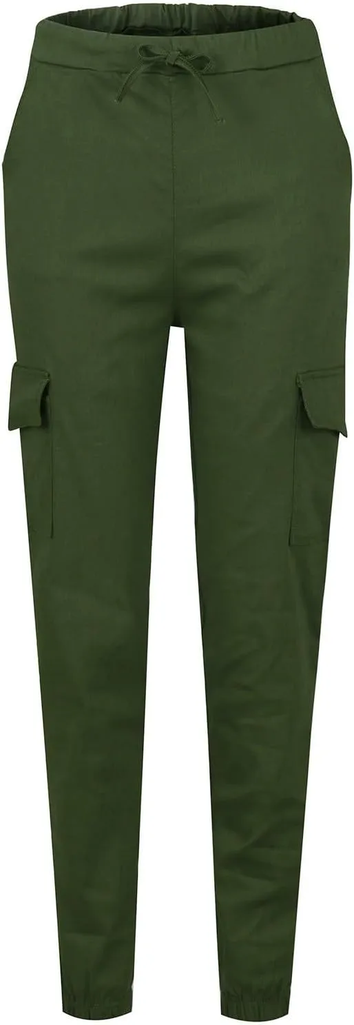 Cargo Joggers for Women Light Weight Stretchy Hiking Pants Drawstring Tapered Cinch Bottom Baggy Cargo Pants