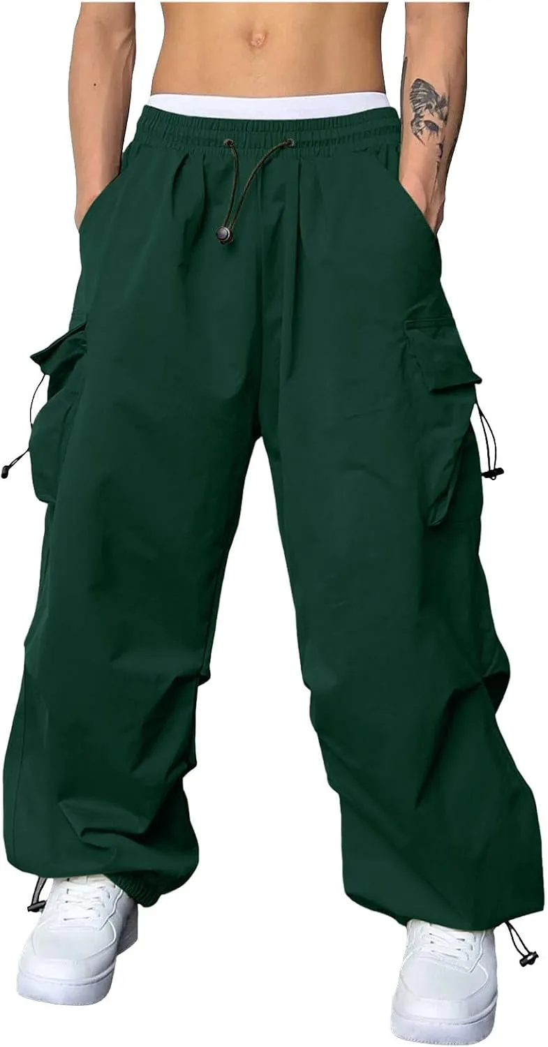 Cargo Pants for Men Baggy Parachute Pants Men Streetwear Y2K Joggers Drawstring Sweatpants Mens Lightweight Trousers