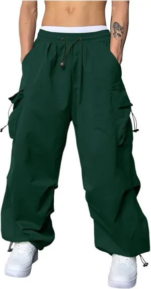 Cargo Pants for Men Baggy Parachute Pants Men Streetwear Y2K Joggers Drawstring Sweatpants Mens Lightweight Trousers
