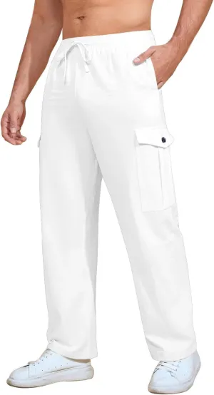 Cargo Pants for Men Lightweight Breathable Pants Water Resistant Wide Leg Stretch Trousers Workout Fishing